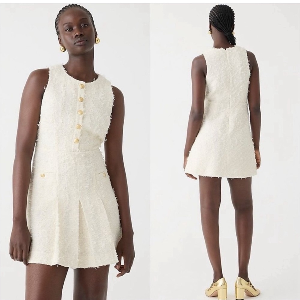 BRAND NEW! JCrew Pleated Mini Dress in Textured Tweed - Size 12